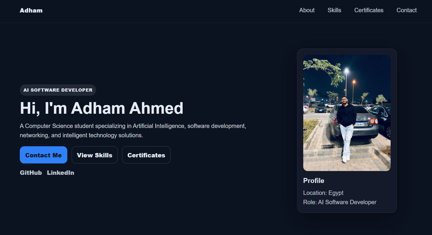 Adham Portfolio Website Preview