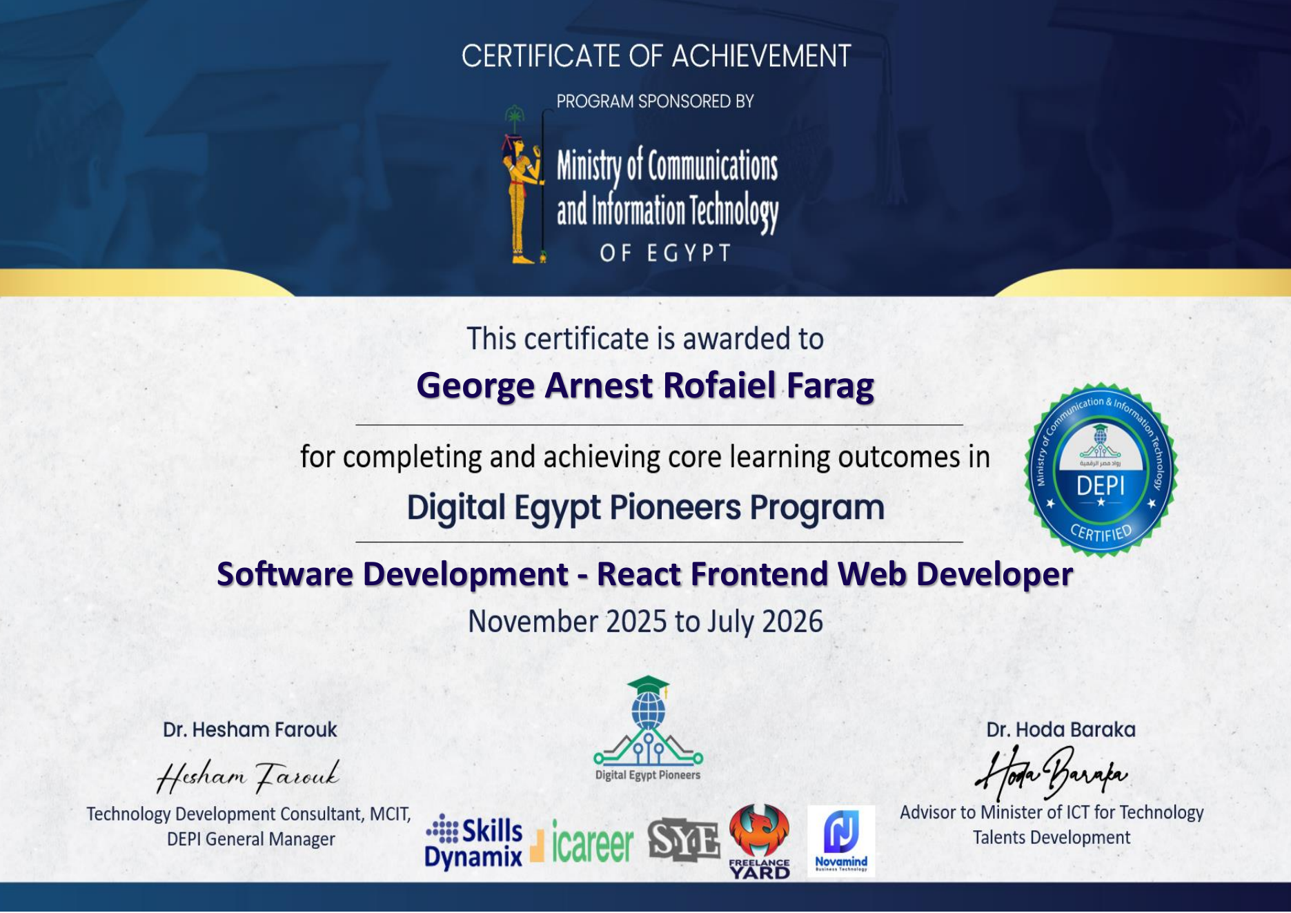 DEPI React Frontend Web Developer Certificate