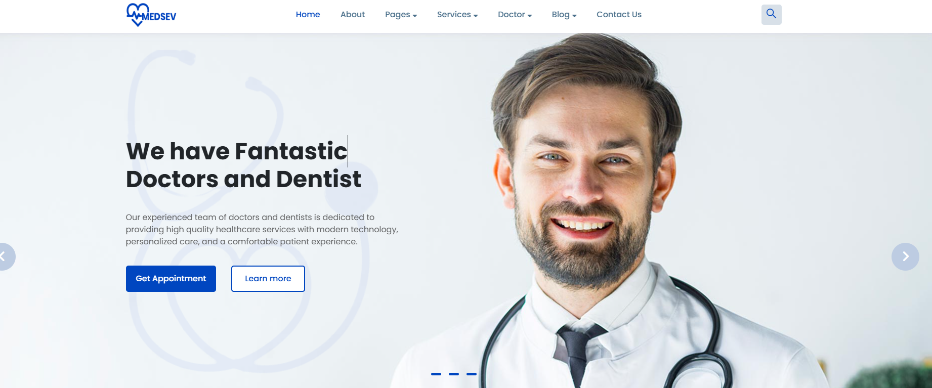 Medsev Healthcare Website Preview